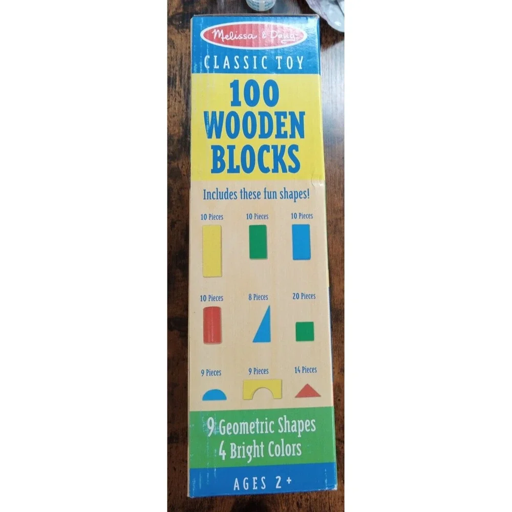 Melissa & Doug Wooden Block Set 100 pc Classic Learning Toy ages 2+ NEW IN BOX